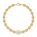 Load image into Gallery viewer, 18K Yellow Gold Oval Bezel‑Set Lab‑Grown Diamond Puff Mariner Chain Bracelet - LGG Jewelry