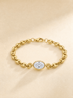Load image into Gallery viewer, 18K Yellow Gold Oval Bezel‑Set Lab‑Grown Diamond Puff Mariner Chain Bracelet - LGG Jewelry