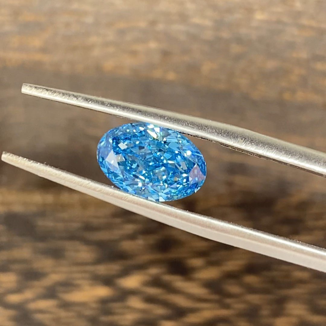 1.9 Ct Oval Cut Fancy Blue Lab Diamond VS - LGG Jewelry
