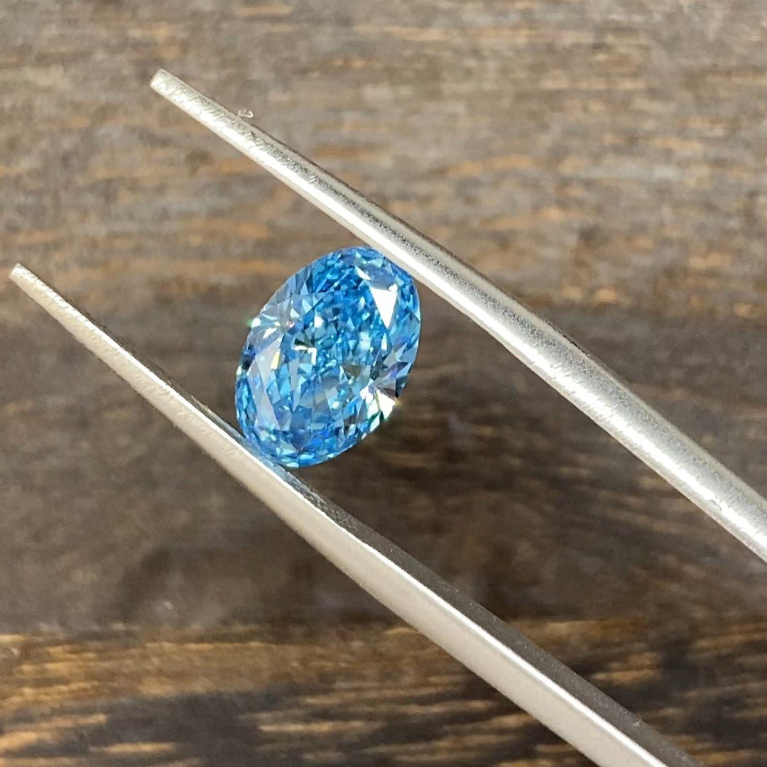 1.939 Ct Oval Cut Fancy Blue Lab Diamond VS - LGG Jewelry