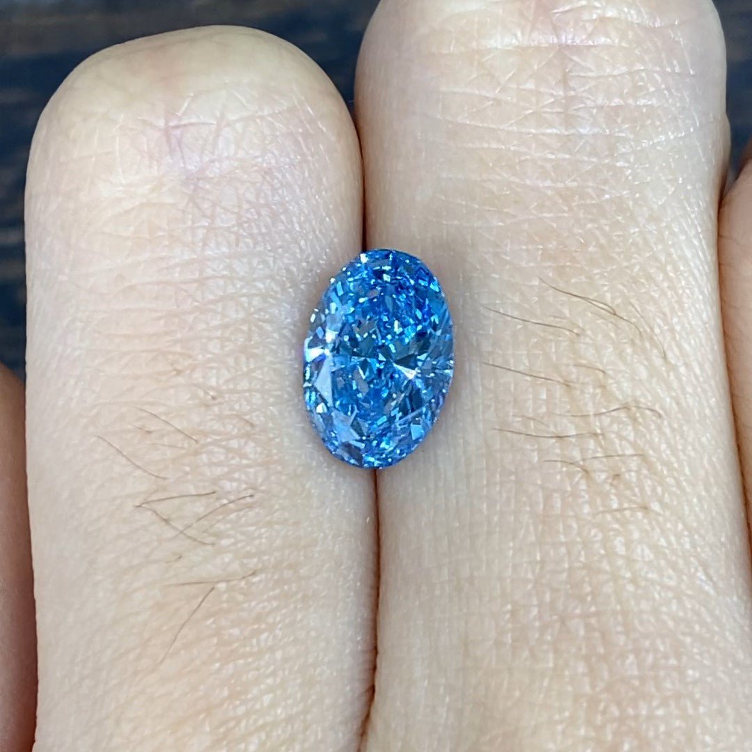 1.939 Ct Oval Cut Fancy Blue Lab Diamond VS - LGG Jewelry