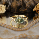 Load image into Gallery viewer, Pear Cut Green Moissanite Solitaire Engagement Ring
