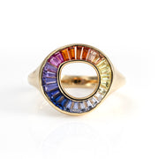 Gradient Rainbow Lab Sapphire Engagement Ring