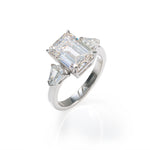 Load image into Gallery viewer, 5 CT Emerald Cut Lab Diamond Three-Stone Engagement Ring
