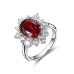 Load image into Gallery viewer, 1 Ct Oval Cut Lab Ruby Cluster Engagement Ring - LGG Jewelry

