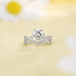 Charger l&#39;image dans la visionneuse de galerie, 1 Ct Round Cut Lab Diamond Cross &amp; Twist Band in Tiara Design Engagement Ring - LGG Jewelry
