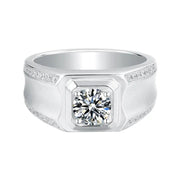 1 Ct Round Lab Diamond bezel Wedding Ring For Men - LGG Jewelry