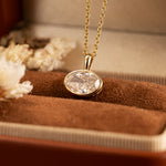 Load image into Gallery viewer, East-west 2 Ct Oval Cut Lab Diamond Bezel Pendant Necklace
