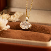 East-west 2 Ct Oval Cut Lab Diamond Bezel Pendant Necklace