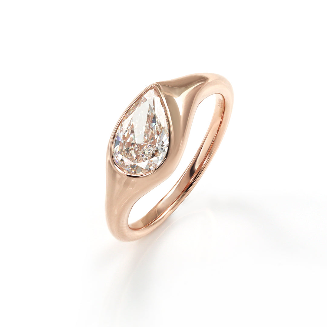 2Ct Pear Shape Lab Diamond  Solitaire Engagement Ring