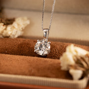 Classic 1.5ct Round Cut Lab Diamond Four Prongs Pendant Necklace