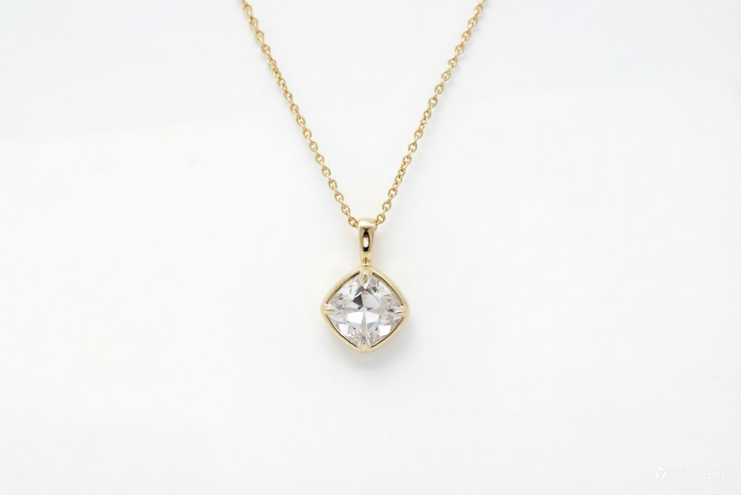 3 Carat Old Mine Cushion Cut Pendant