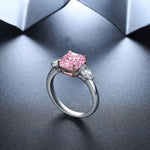 Lade Bild in die Galerieansicht, 2 Ct Fancy Vivid Pink Square Radiant Lab Diamond Three-Stone Engagement Ring (Setting Price Only) - LGG Jewelry