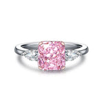 Lade Bild in die Galerieansicht, 2 Ct Fancy Vivid Pink Square Radiant Lab Diamond Three-Stone Engagement Ring (Setting Price Only) - LGG Jewelry