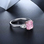 Lade Bild in die Galerieansicht, 2 Ct Fancy Vivid Pink Square Radiant Lab Diamond Three-Stone Engagement Ring (Setting Price Only) - LGG Jewelry