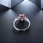 Lade Bild in die Galerieansicht, 2 Ct Fancy Vivid Pink Square Radiant Lab Diamond Three-Stone Engagement Ring (Setting Price Only) - LGG Jewelry