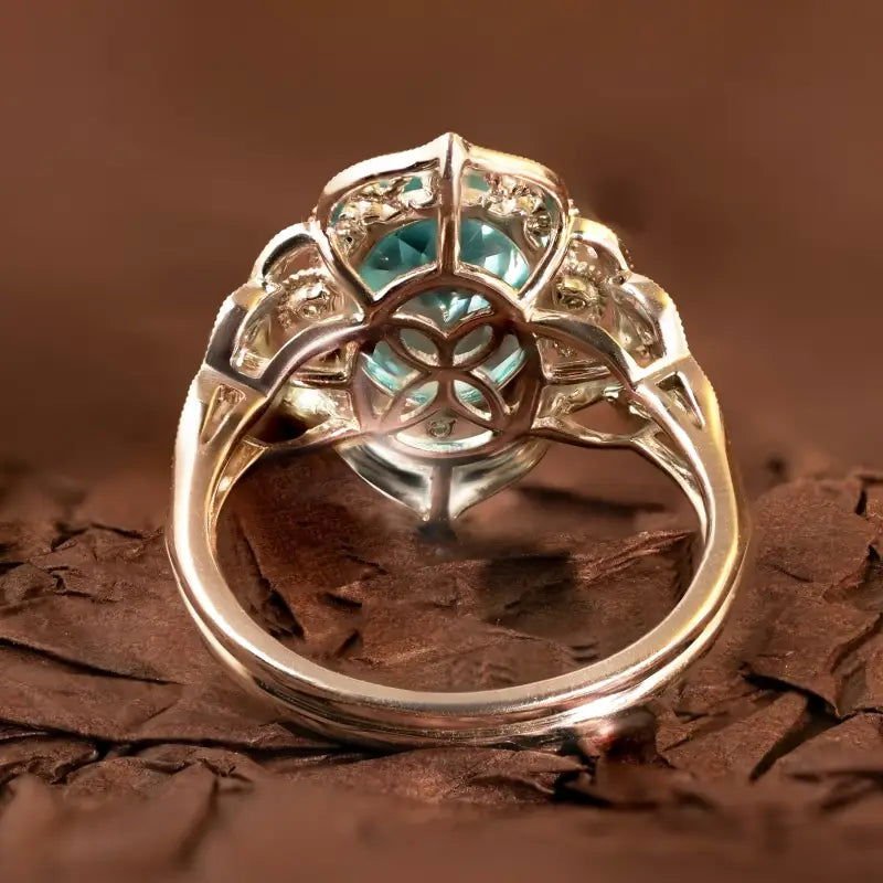 2 Ct Lab Paraiba Floral Engagement Ring - LGG Jewelry