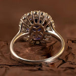 Lade Bild in die Galerieansicht, 2 Ct Oval Cut Lab Blue Sapphire Halo Engagement Ring - LGG Jewelry