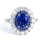 Lade Bild in die Galerieansicht, 2 Ct Oval Cut Lab Blue Sapphire Halo Engagement Ring - LGG Jewelry