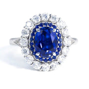 2 Ct Oval Cut Lab Blue Sapphire Halo Engagement Ring - LGG Jewelry