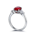 Lade Bild in die Galerieansicht, 2 Ct Oval Cut Lab Ruby Three-Stone Engagement Ring - LGG Jewelry