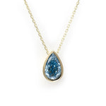 Lade Bild in die Galerieansicht, 2 Ct Pear Cut Fancy Blue Lab Diamond Bezel Pendant Necklace - LGG Jewelry