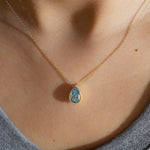 Lade Bild in die Galerieansicht, 2 Ct Pear Cut Fancy Blue Lab Diamond Bezel Pendant Necklace - LGG Jewelry