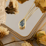 Lade Bild in die Galerieansicht, 2 Ct Pear Cut Fancy Blue Lab Diamond Bezel Pendant Necklace - LGG Jewelry