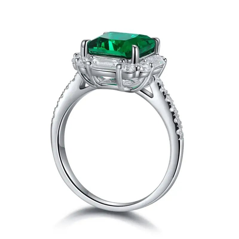 2 Ct Princess Cut Lab Emerald Engagement Ring - LGG Jewelry