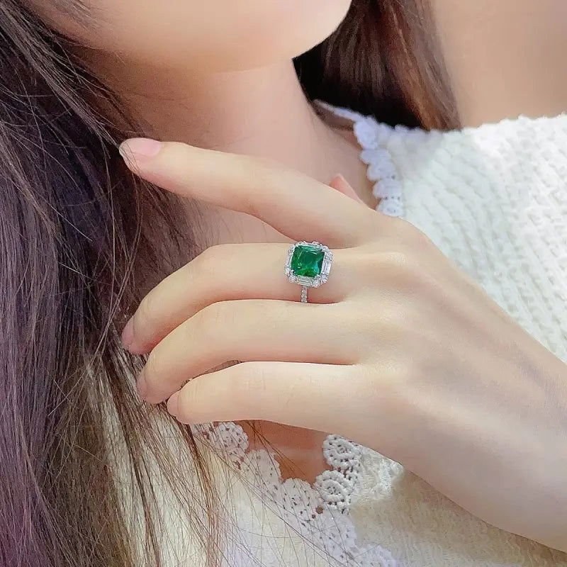 2 Ct Princess Cut Lab Emerald Engagement Ring - LGG Jewelry