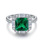 Lade Bild in die Galerieansicht, 2 Ct Princess Cut Lab Emerald Engagement Ring - LGG Jewelry