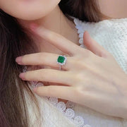 2 Ct Princess Cut Lab Emerald Engagement Ring - LGG Jewelry