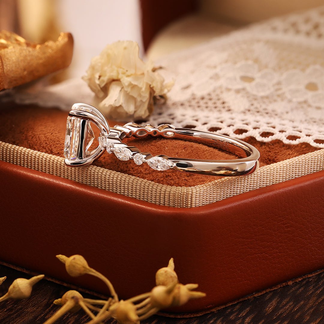 2 CT Radiant Cut Lab Diamond Bubble Band Engagement Ring - LGG Jewelry