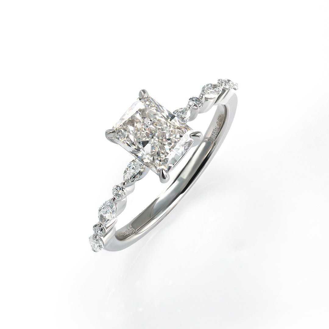 2 CT Radiant Cut Lab Diamond Bubble Band Engagement Ring - LGG Jewelry