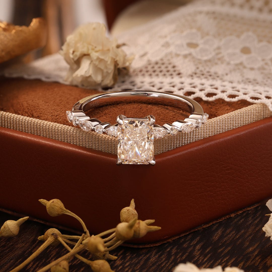 2 CT Radiant Cut Lab Diamond Bubble Band Engagement Ring - LGG Jewelry