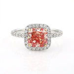Load image into Gallery viewer, 2.04 Ct Radiant Cut Fancy Pink Lab Diamond Halo Engagement Ring - LGG Jewelry
