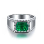 Load image into Gallery viewer, 2.5 Ct Columbia Lab Emerald Halo Wedding Ring For Men - LGG Jewelry
