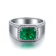 2.5 Ct Columbia Lab Emerald Halo Wedding Ring For Men - LGG Jewelry