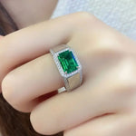 Load image into Gallery viewer, 2.5 Ct Columbia Lab Emerald Halo Wedding Ring For Men - LGG Jewelry
