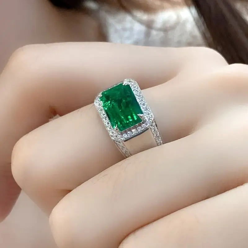2.5 Ct Columbia Lab Emerald Halo Wedding Ring For Men - LGG Jewelry