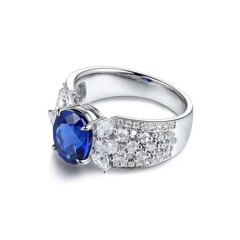 2.5 Ct Oval Lab Blue Sapphire Engagement Ring - LGG Jewelry