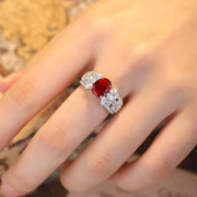 2.5 Ct Oval Lab Ruby Engagement Ring - LGG Jewelry