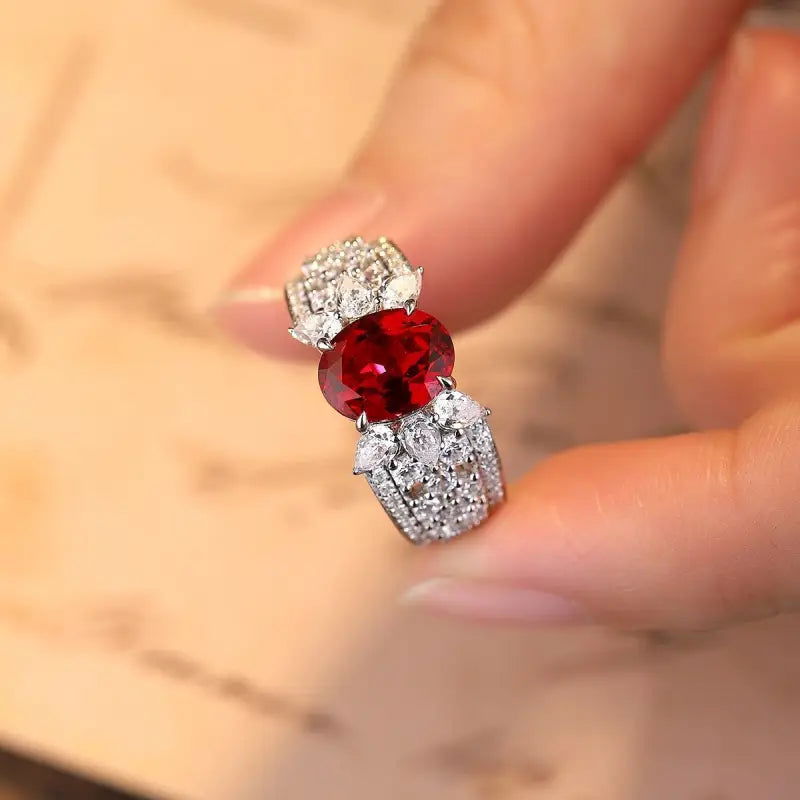 2.5 Ct Oval Lab Ruby Engagement Ring - LGG Jewelry