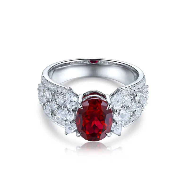 2.5 Ct Oval Lab Ruby Engagement Ring - LGG Jewelry