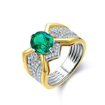 Load image into Gallery viewer, 2.5 Ct Oval Shape Columbia Lab Emerald  14K Yellow Gold Wedding Ring For Men - LGG Jewelry
