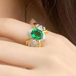 Load image into Gallery viewer, 2.5 Ct Oval Shape Columbia Lab Emerald  14K Yellow Gold Wedding Ring For Men - LGG Jewelry
