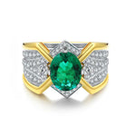 Load image into Gallery viewer, 2.5 Ct Oval Shape Columbia Lab Emerald  14K Yellow Gold Wedding Ring For Men - LGG Jewelry
