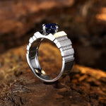 Load image into Gallery viewer, 2.5 Ct Oval Shape Lab Blue Sapphire Tension Wedding Ring For Men - LGG Jewelry
