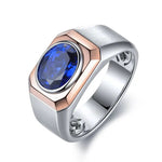 Charger l&#39;image dans la visionneuse de galerie, 2.64 Ct Oval Shape Lab Blue Sapphire Bezel Wedding Ring For Men - LGG Jewelry
