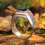 Charger l&#39;image dans la visionneuse de galerie, 2.64 Ct Oval Shape Lab Blue Sapphire Bezel Wedding Ring For Men - LGG Jewelry
